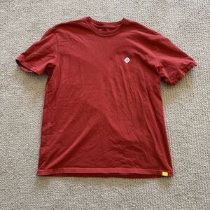 Rivian Shirt Mens Medium Red Organic Cotton Logo Crew Neck Tee Tagless USA